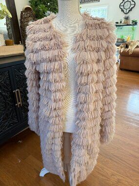 Dusty Pink Shaggy Long Coat